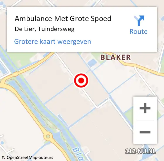 Locatie op kaart van de 112 melding: Ambulance Met Grote Spoed Naar De Lier, Tuindersweg op 5 september 2022 19:28