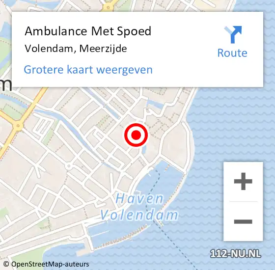 Locatie op kaart van de 112 melding: Ambulance Met Spoed Naar Volendam, Meerzijde op 5 september 2022 19:33