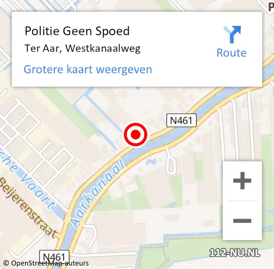 Locatie op kaart van de 112 melding: Politie Geen Spoed Naar Ter Aar, Westkanaalweg op 5 september 2022 20:06