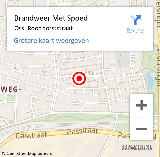 Locatie op kaart van de 112 melding: Brandweer Met Spoed Naar Oss, Roodborststraat op 5 september 2022 20:15