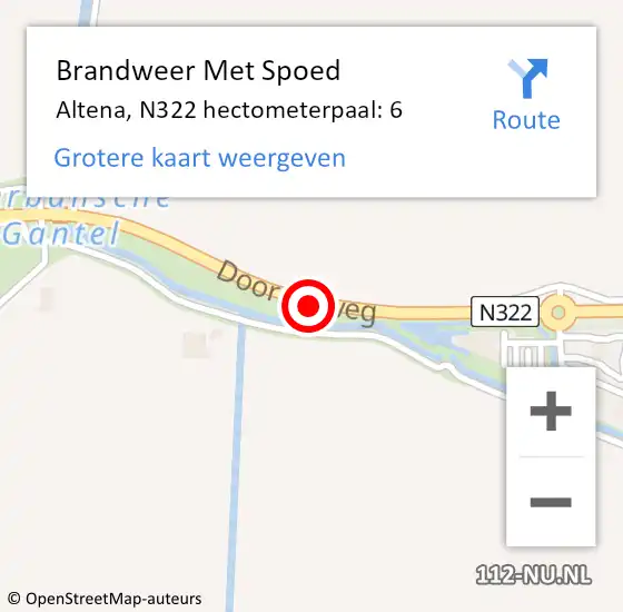 Locatie op kaart van de 112 melding: Brandweer Met Spoed Naar Altena, N322 hectometerpaal: 6 op 5 september 2022 20:18