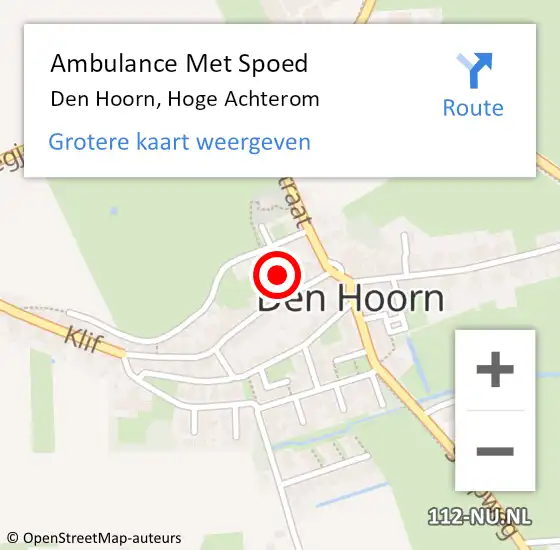 Locatie op kaart van de 112 melding: Ambulance Met Spoed Naar Den Hoorn, Hoge Achterom op 5 september 2022 20:29