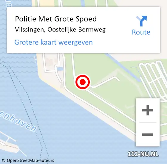 Locatie op kaart van de 112 melding: Politie Met Grote Spoed Naar Vlissingen, Oostelijke Bermweg op 5 september 2022 20:31