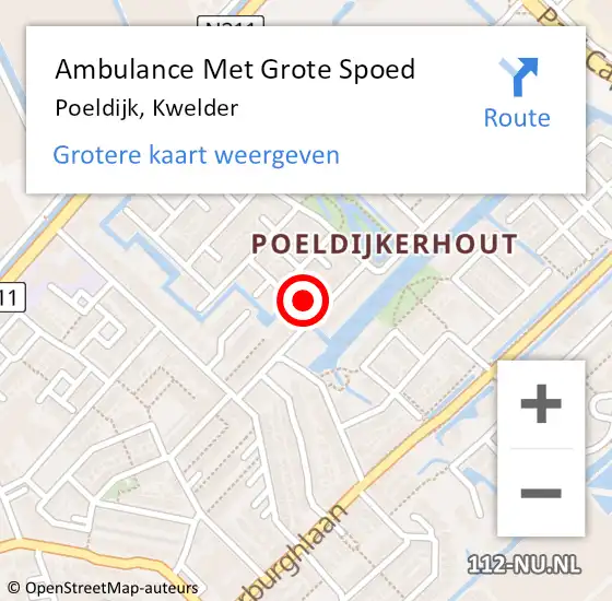 Locatie op kaart van de 112 melding: Ambulance Met Grote Spoed Naar Poeldijk, Kwelder op 5 september 2022 20:31