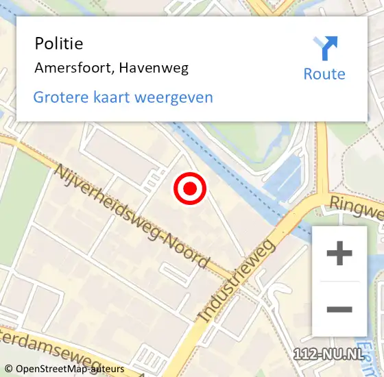 Locatie op kaart van de 112 melding: Politie Amersfoort, Havenweg op 5 september 2022 21:00