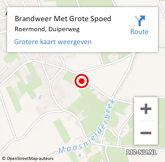 Locatie op kaart van de 112 melding: Brandweer Met Grote Spoed Naar Roermond, Duiperweg op 5 september 2022 21:16