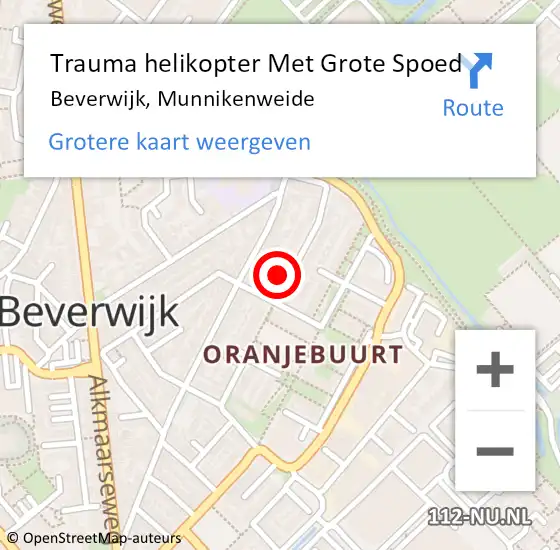 Locatie op kaart van de 112 melding: Trauma helikopter Met Grote Spoed Naar Beverwijk, Munnikenweide op 5 september 2022 21:21