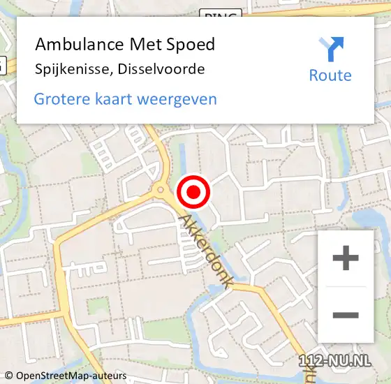 Locatie op kaart van de 112 melding: Ambulance Met Spoed Naar Spijkenisse, Disselvoorde op 5 september 2022 21:21