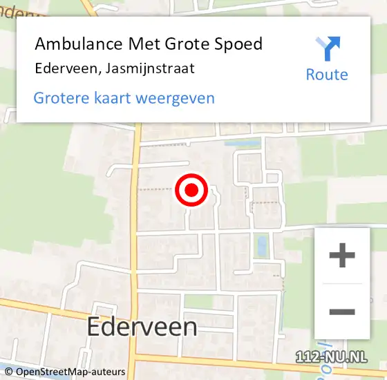 Locatie op kaart van de 112 melding: Ambulance Met Grote Spoed Naar Ederveen, Jasmijnstraat op 5 september 2022 21:35