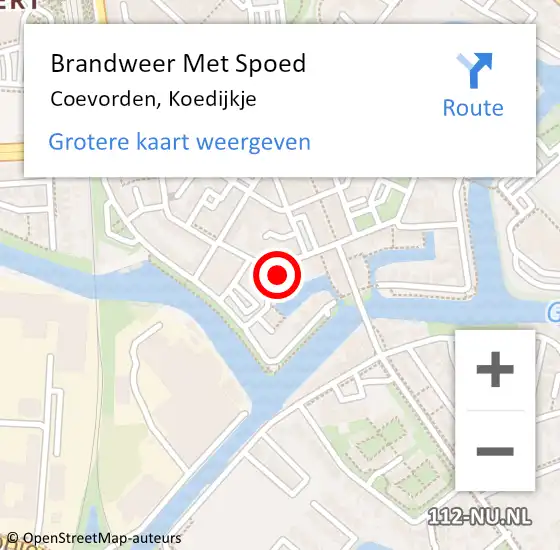 Locatie op kaart van de 112 melding: Brandweer Met Spoed Naar Coevorden, Koedijkje op 5 september 2022 21:53