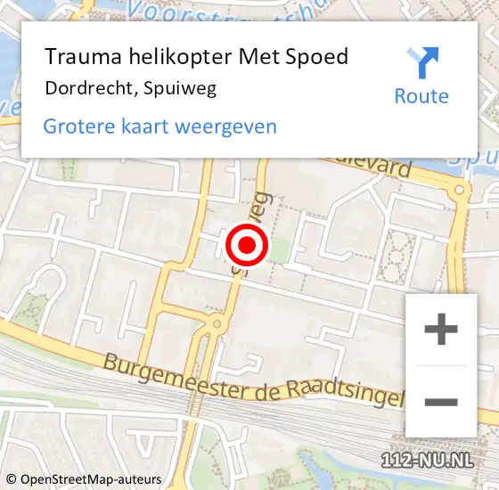 Locatie op kaart van de 112 melding: Trauma helikopter Met Spoed Naar Dordrecht, Spuiweg op 5 september 2022 22:00