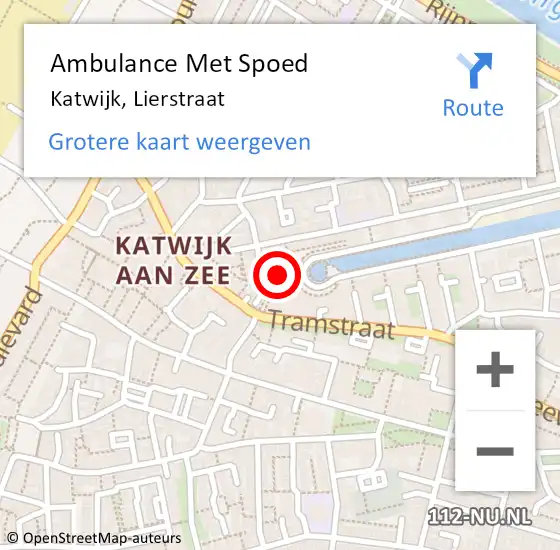 Locatie op kaart van de 112 melding: Ambulance Met Spoed Naar Katwijk, Lierstraat op 5 september 2022 22:25