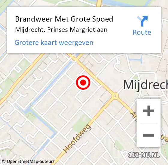 Locatie op kaart van de 112 melding: Brandweer Met Grote Spoed Naar Mijdrecht, Prinses Margrietlaan op 5 september 2022 22:26