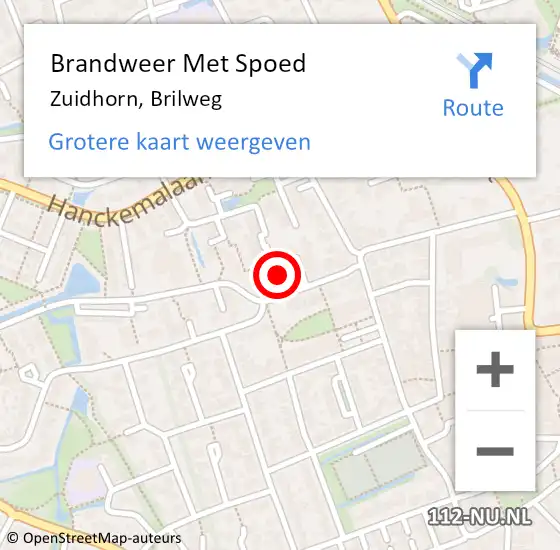 Locatie op kaart van de 112 melding: Brandweer Met Spoed Naar Zuidhorn, Brilweg op 5 september 2022 22:33