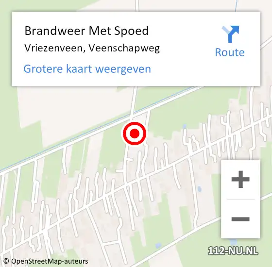 Locatie op kaart van de 112 melding: Brandweer Met Spoed Naar Vriezenveen, Veenschapweg op 5 september 2022 22:35