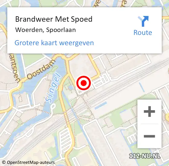 Locatie op kaart van de 112 melding: Brandweer Met Spoed Naar Woerden, Spoorlaan op 28 juli 2014 15:26