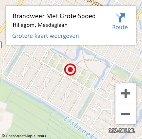 Locatie op kaart van de 112 melding: Brandweer Met Grote Spoed Naar Hillegom, Mesdaglaan op 5 september 2022 22:57