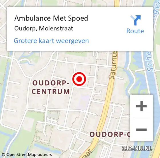 Locatie op kaart van de 112 melding: Ambulance Met Spoed Naar Oudorp, Molenstraat op 5 september 2022 23:12