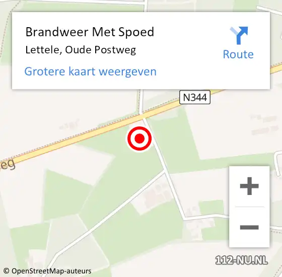 Locatie op kaart van de 112 melding: Brandweer Met Spoed Naar Lettele, Oude Postweg op 28 juli 2014 15:29