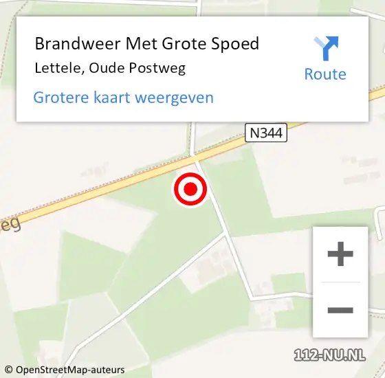 Locatie op kaart van de 112 melding: Brandweer Met Grote Spoed Naar Lettele, Oude Postweg op 28 juli 2014 15:30