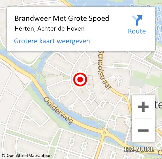 Locatie op kaart van de 112 melding: Brandweer Met Grote Spoed Naar Herten, Achter de Hoven op 6 september 2022 00:56