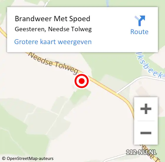 Locatie op kaart van de 112 melding: Brandweer Met Spoed Naar Geesteren, Needse Tolweg op 6 september 2022 00:57