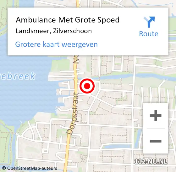 Locatie op kaart van de 112 melding: Ambulance Met Grote Spoed Naar Landsmeer, Zilverschoon op 6 september 2022 01:28