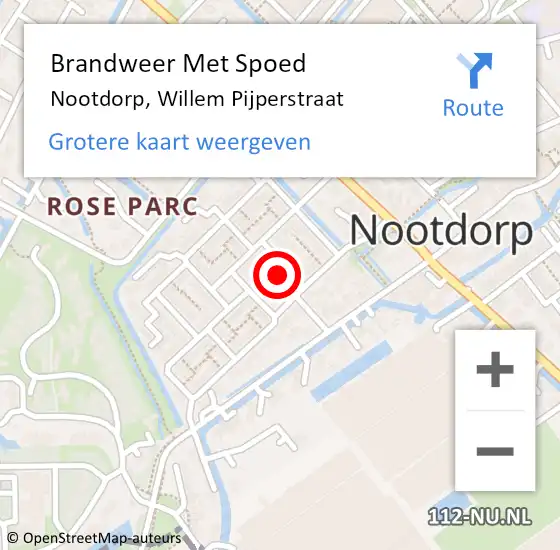 Locatie op kaart van de 112 melding: Brandweer Met Spoed Naar Nootdorp, Willem Pijperstraat op 6 september 2022 02:00