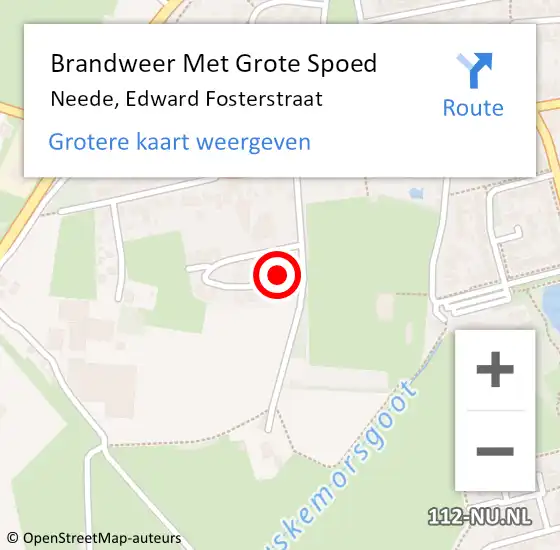 Locatie op kaart van de 112 melding: Brandweer Met Grote Spoed Naar Neede, Edward Fosterstraat op 6 september 2022 02:18