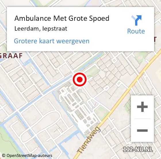 Locatie op kaart van de 112 melding: Ambulance Met Grote Spoed Naar Leerdam, Iepstraat op 6 september 2022 02:34