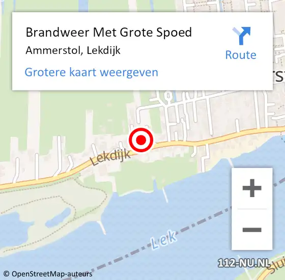 Locatie op kaart van de 112 melding: Brandweer Met Grote Spoed Naar Ammerstol, Lekdijk op 6 september 2022 04:11