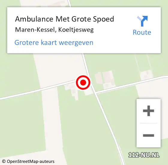 Locatie op kaart van de 112 melding: Ambulance Met Grote Spoed Naar Maren-Kessel, Koeltjesweg op 9 september 2013 06:52