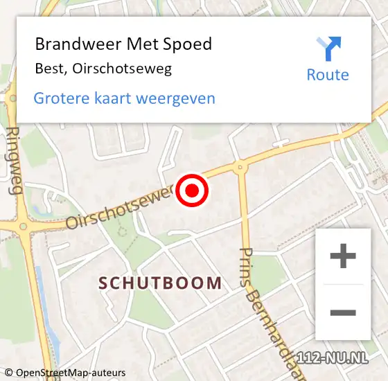 Locatie op kaart van de 112 melding: Brandweer Met Spoed Naar Best, Oirschotseweg op 6 september 2022 05:01