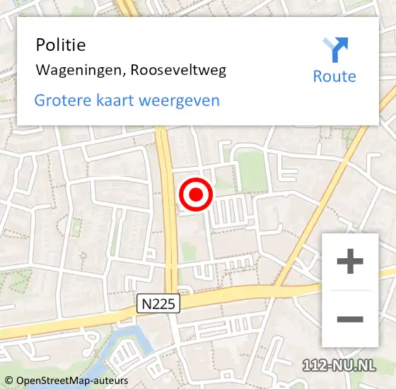 Locatie op kaart van de 112 melding: Politie Wageningen, Rooseveltweg op 6 september 2022 06:57