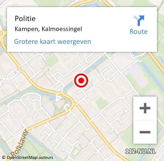 Locatie op kaart van de 112 melding: Politie Kampen, Kalmoessingel op 6 september 2022 07:00