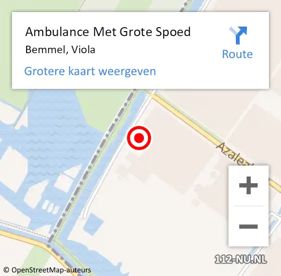 Locatie op kaart van de 112 melding: Ambulance Met Grote Spoed Naar Bemmel, Viola op 6 september 2022 07:28