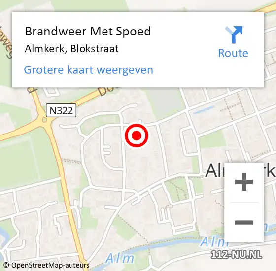 Locatie op kaart van de 112 melding: Brandweer Met Spoed Naar Almkerk, Blokstraat op 28 juli 2014 15:42