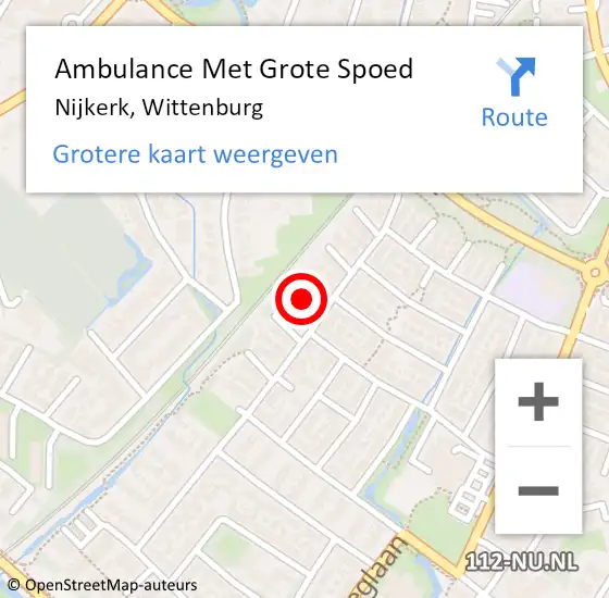 Locatie op kaart van de 112 melding: Ambulance Met Grote Spoed Naar Nijkerk, Wittenburg op 6 september 2022 08:08
