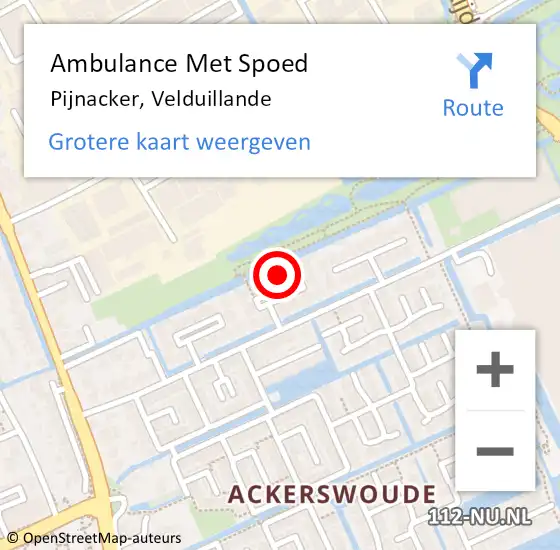 Locatie op kaart van de 112 melding: Ambulance Met Spoed Naar Pijnacker, Velduillande op 6 september 2022 08:20