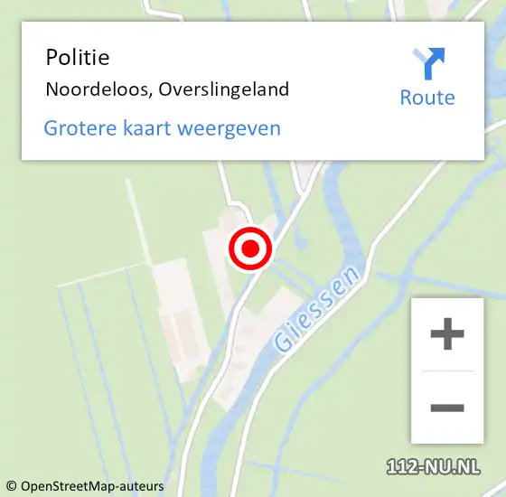 Locatie op kaart van de 112 melding: Politie Noordeloos, Overslingeland op 6 september 2022 08:34