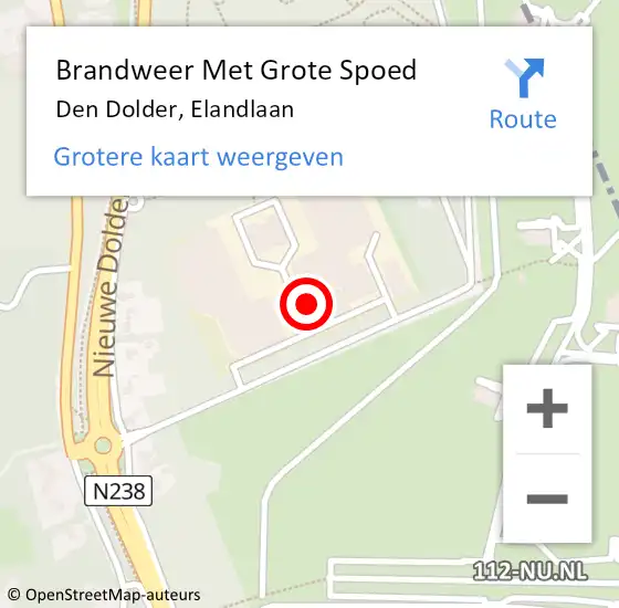 Locatie op kaart van de 112 melding: Brandweer Met Grote Spoed Naar Den Dolder, Elandlaan op 6 september 2022 08:38