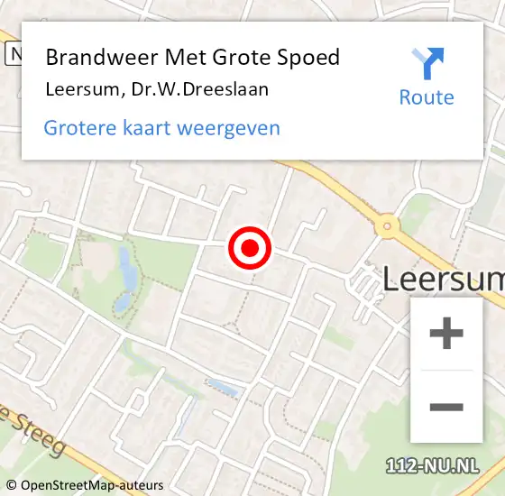 Locatie op kaart van de 112 melding: Brandweer Met Grote Spoed Naar Leersum, Dr.W.Dreeslaan op 6 september 2022 08:49