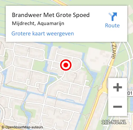 Locatie op kaart van de 112 melding: Brandweer Met Grote Spoed Naar Mijdrecht, Aquamarijn op 6 september 2022 09:07