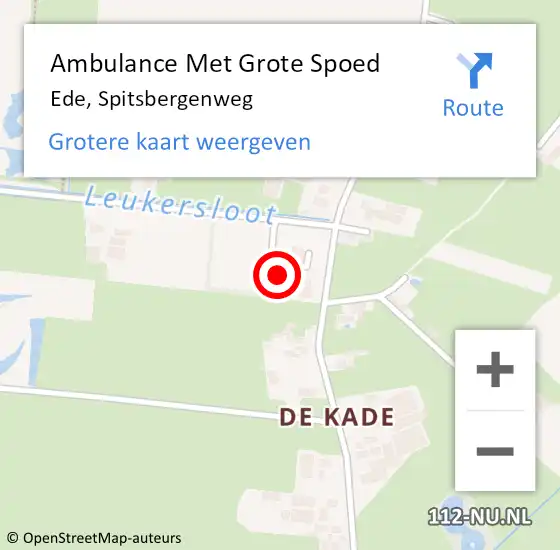 Locatie op kaart van de 112 melding: Ambulance Met Grote Spoed Naar Ede, Spitsbergenweg op 6 september 2022 09:07