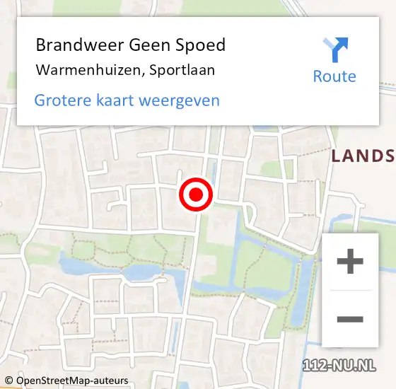 Locatie op kaart van de 112 melding: Brandweer Geen Spoed Naar Warmenhuizen, Sportlaan op 6 september 2022 09:13