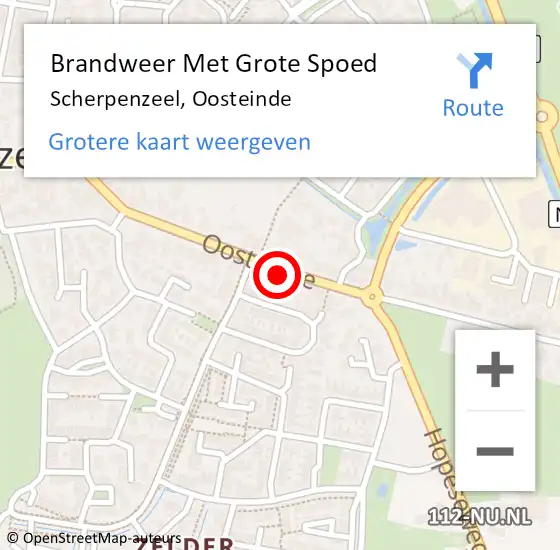 Locatie op kaart van de 112 melding: Brandweer Met Grote Spoed Naar Scherpenzeel, Oosteinde op 6 september 2022 09:24