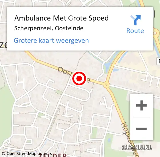 Locatie op kaart van de 112 melding: Ambulance Met Grote Spoed Naar Scherpenzeel, Oosteinde op 6 september 2022 09:27