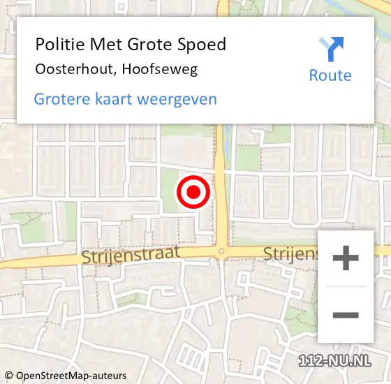 Locatie op kaart van de 112 melding: Politie Met Grote Spoed Naar Oosterhout, Hoofseweg op 6 september 2022 09:49