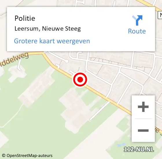 Locatie op kaart van de 112 melding: Politie Leersum, Nieuwe Steeg op 6 september 2022 09:58