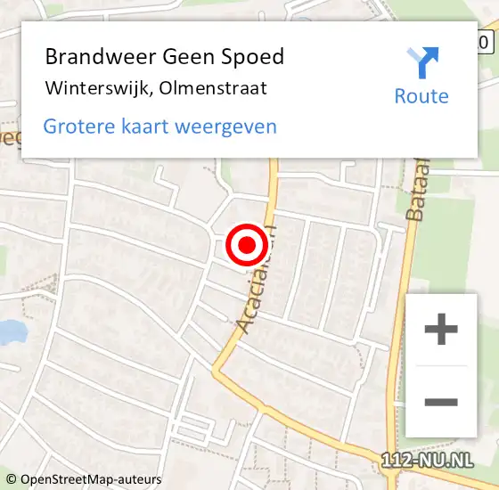 Locatie op kaart van de 112 melding: Brandweer Geen Spoed Naar Winterswijk, Olmenstraat op 6 september 2022 09:59